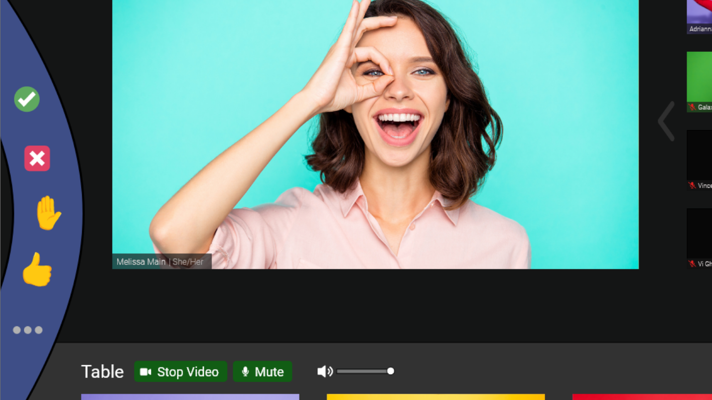 highlighting the interaction wheel for quick access to reactions