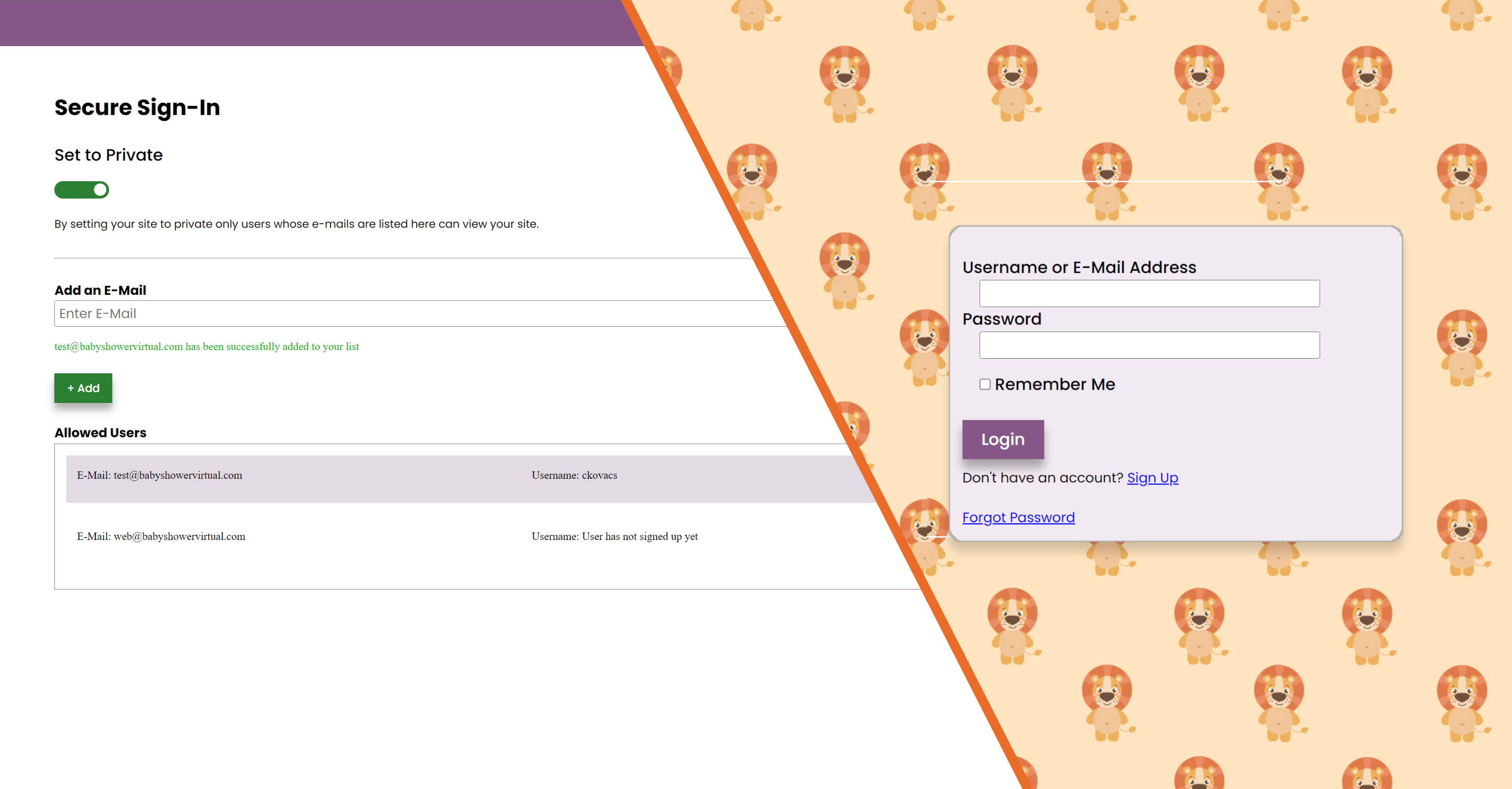 Buttons for starting and stopping audio, video and volume for both sections, class and table.