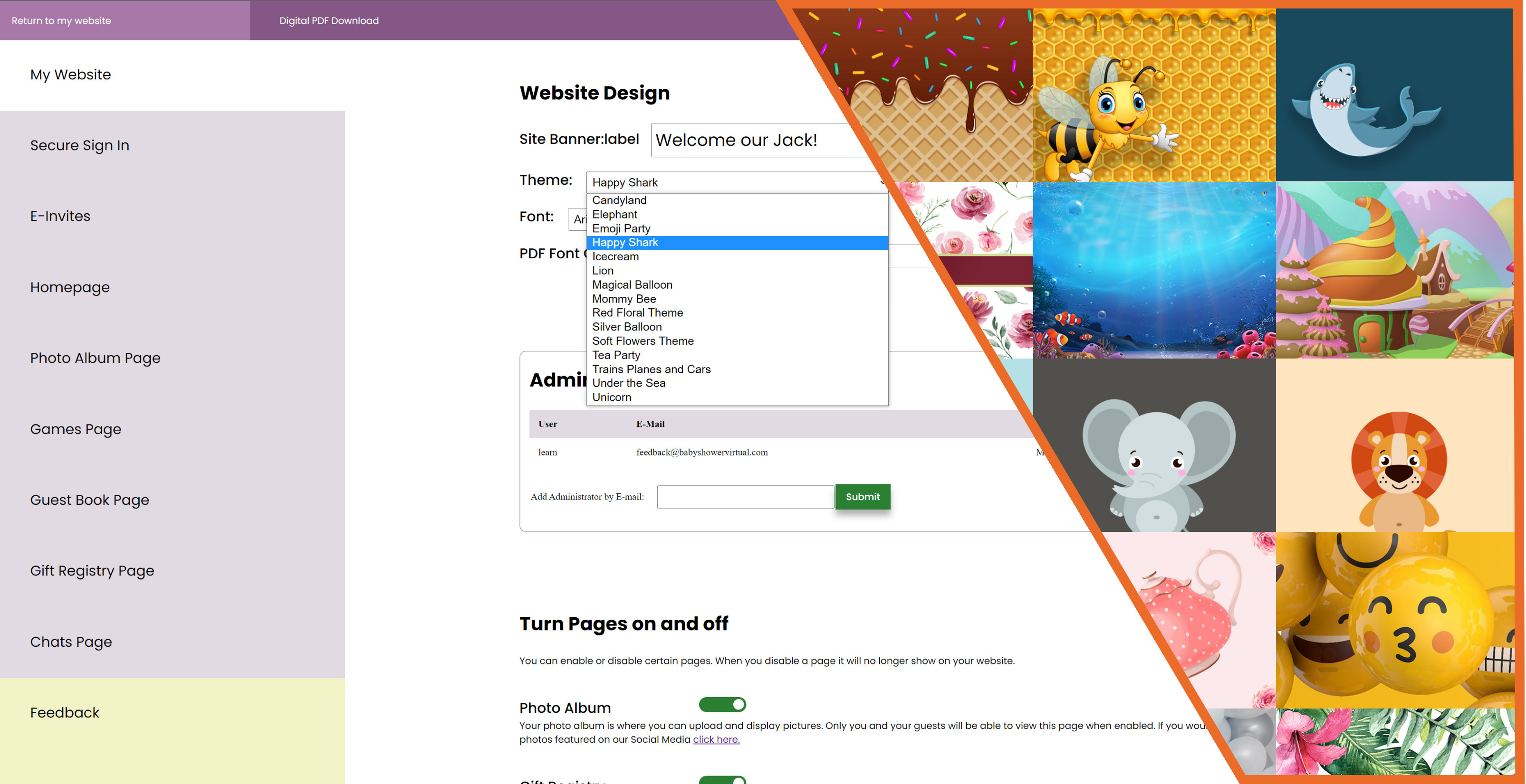 Drag different areas of the application to make changes to the layout