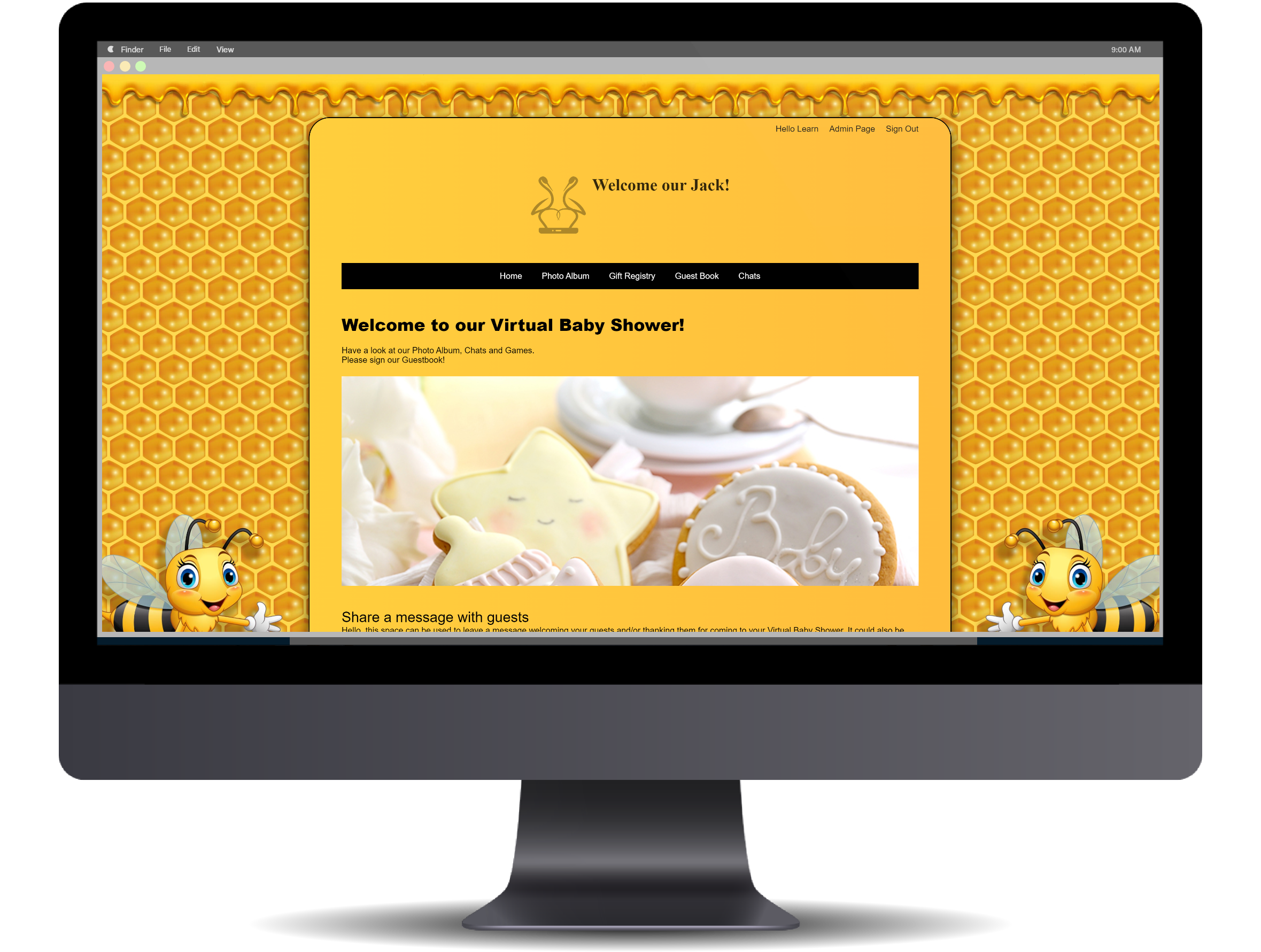 Showing how the themed website may look on a iMac computer