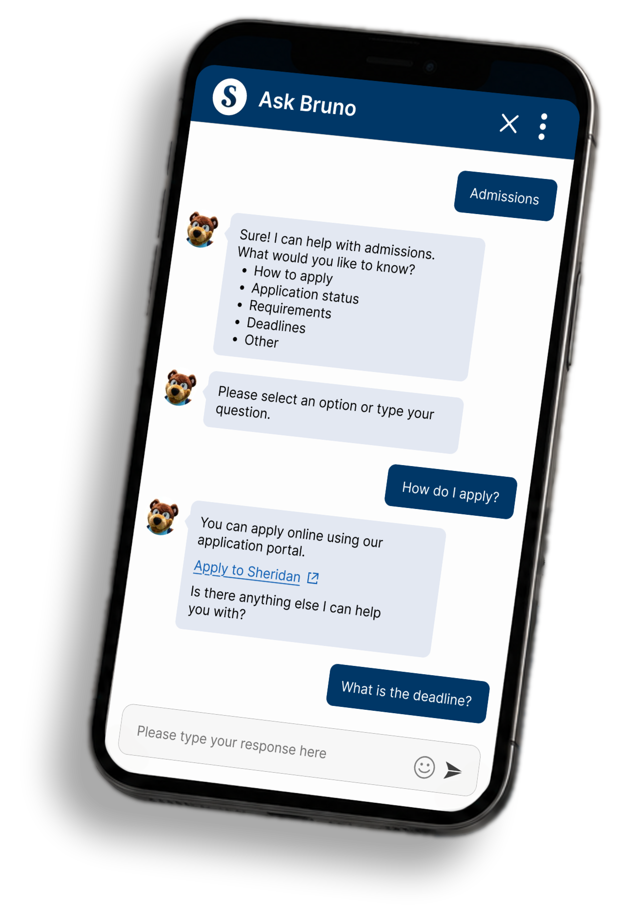 Chatbot interface mockup