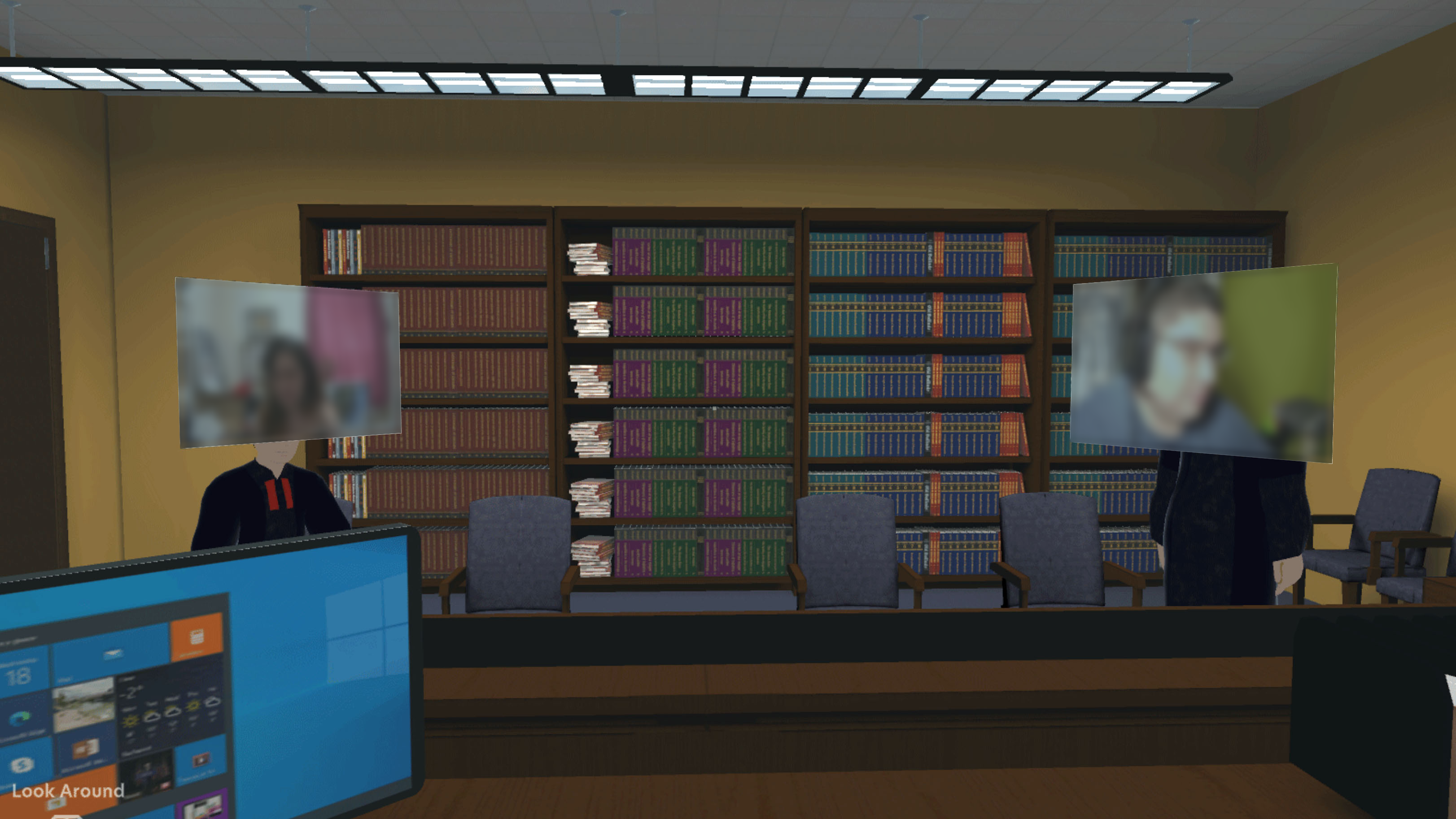 Participants in virtual courtroom chambers with video presence