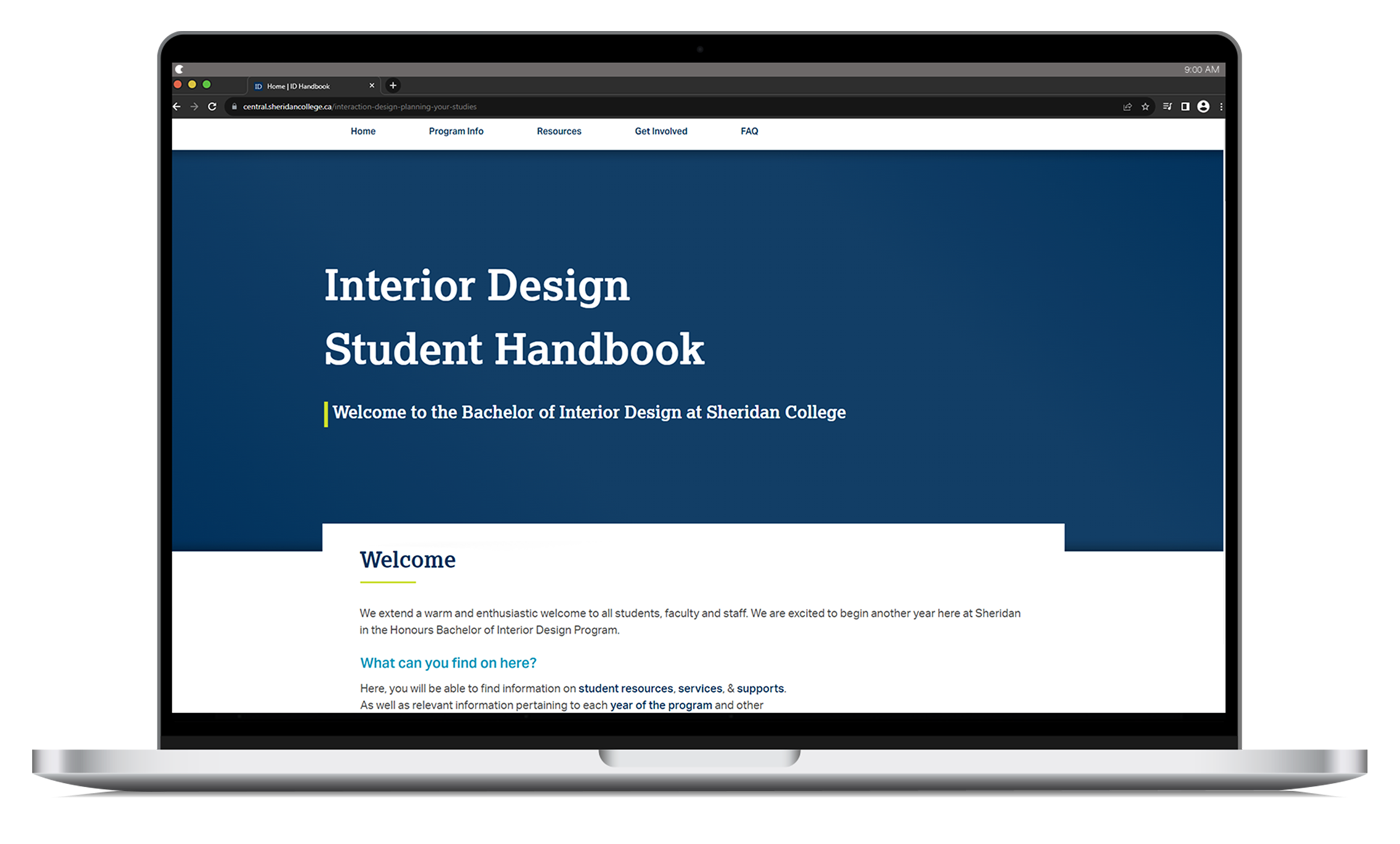 Standalone handbook website on laptop