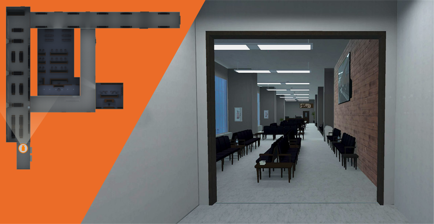 Virtual courtroom environment — view 1